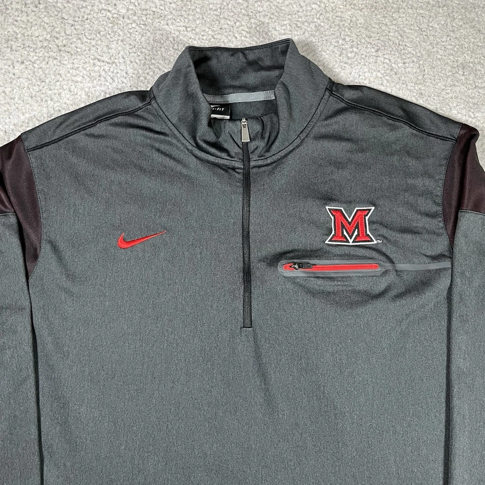 Miami RedHawks Jacket Mens XL Nike 1/4 Zip Pullover Dri-Fit Long Sleeve Football - Image 3 of 4