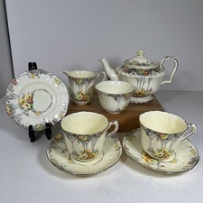 Vintage Crown Staffordshire - Tea Set for Two - Teapot, 2 x Cup & Saucer etc