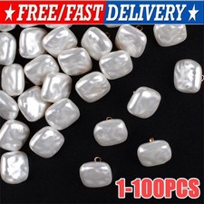 10-100Pcs Pearl Buttons with Shank for Sewing Gold Button Crafts for Clothes Lot