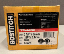 Bostitch Wire Collated Framing Nails 3-1/4" 0.120" 82mm 3.1mm x2000 Brand New