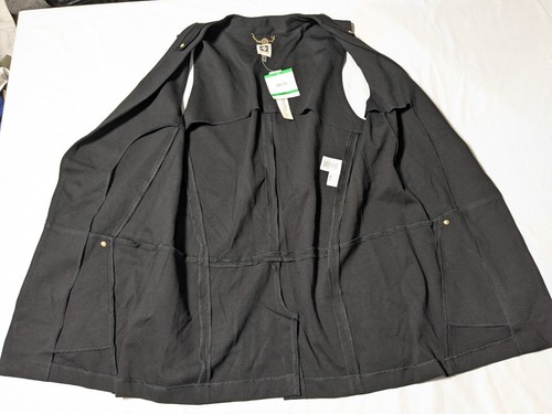 ANNE KLEIN Women Black Viscose Nylon Blend Open Front Vest NEW - Picture 3 of 18