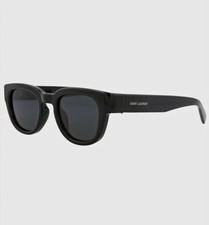 Saint Laurent Round-Frame Bio Injection Sunglasses Black Frame Gray Tinted