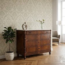 Cassettone Luigi Filippo Antico Noce Marmo Bianco XIX Secolo Originale
