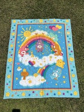 Vintage Care Bears Rainbow Trail Baby Toddler Bed Blanket Quilt 34" x 42.5"