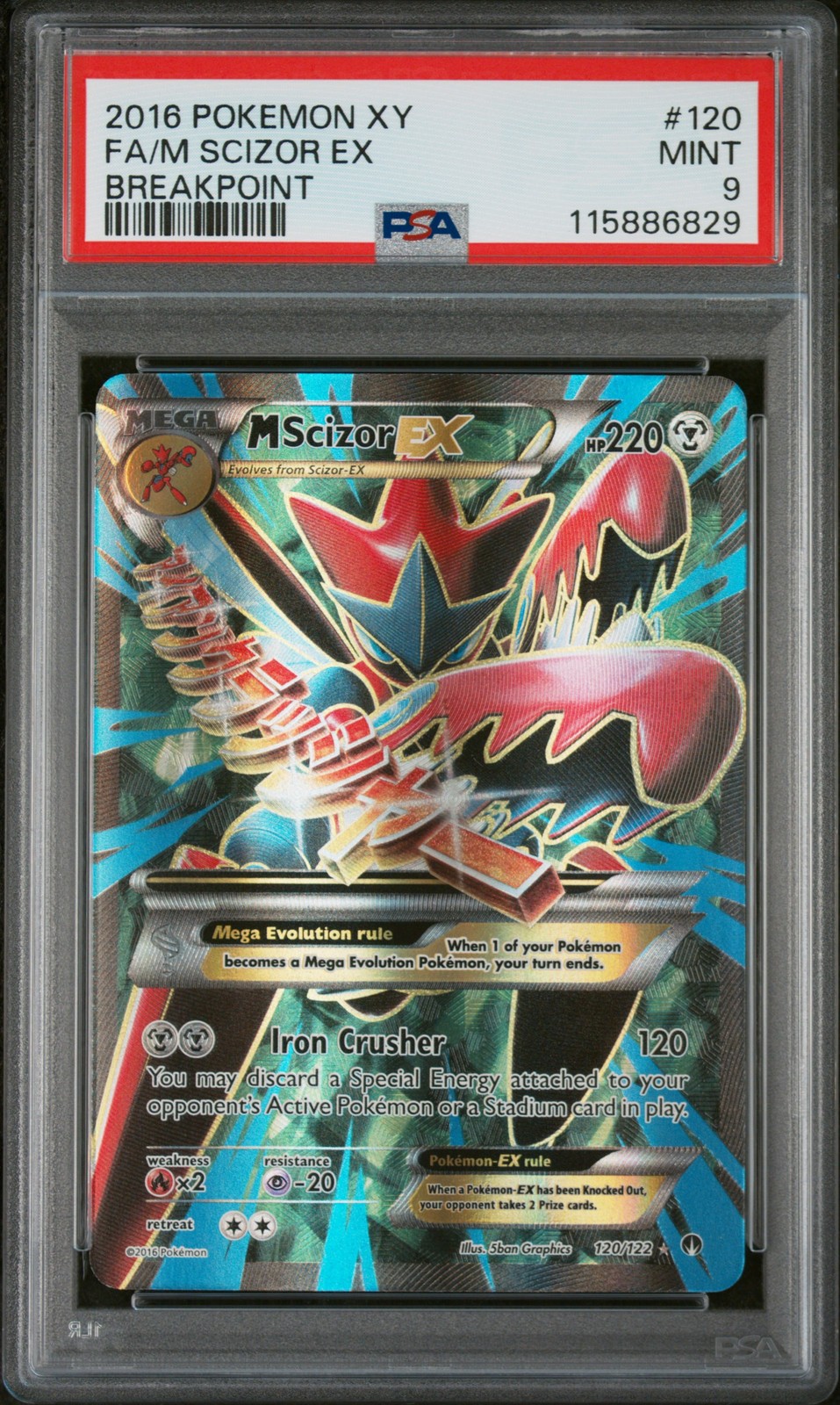 2016 Pokemon Breakpoint M Scizor EX #120 PSA 9