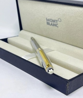 Nice Montbanc Meisturstuck Silver Body + Golden Clip Ballpoint Pen l Black Ink