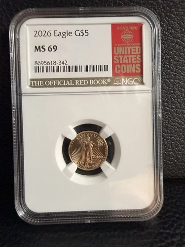 2026 $5 Gold Eagle NGC MS69 Red Book Label 1/10 oz American Gold Eagle