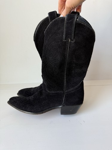 Vintage schwarz Leder Code West Western Cowboy Cowgirl Stiefel Damen 6,5 Wildleder - Bild 3 von 7