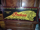 Large Vtg Indian Motorcycle 3ft Porcelain Sign Rare Chief Biker Parts Dealer