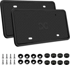 XCLPF Silicone Black License Plate Frame Covers 2 Pack- Front and Back 
