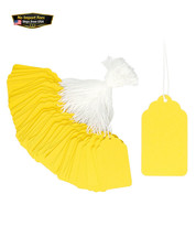 500Pc Yellow Price Tags with String Blank Writable Hang Labels for Gifts Jewelry