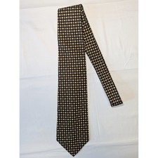 Brooks Brothers Makers Mens Navy Blue Gold Geometric Silk Tie Made in USA 4 Inch