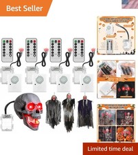 12 Pcs LED Halloween Horror Sound Effects Box with Glowing Eyes  Remote Control