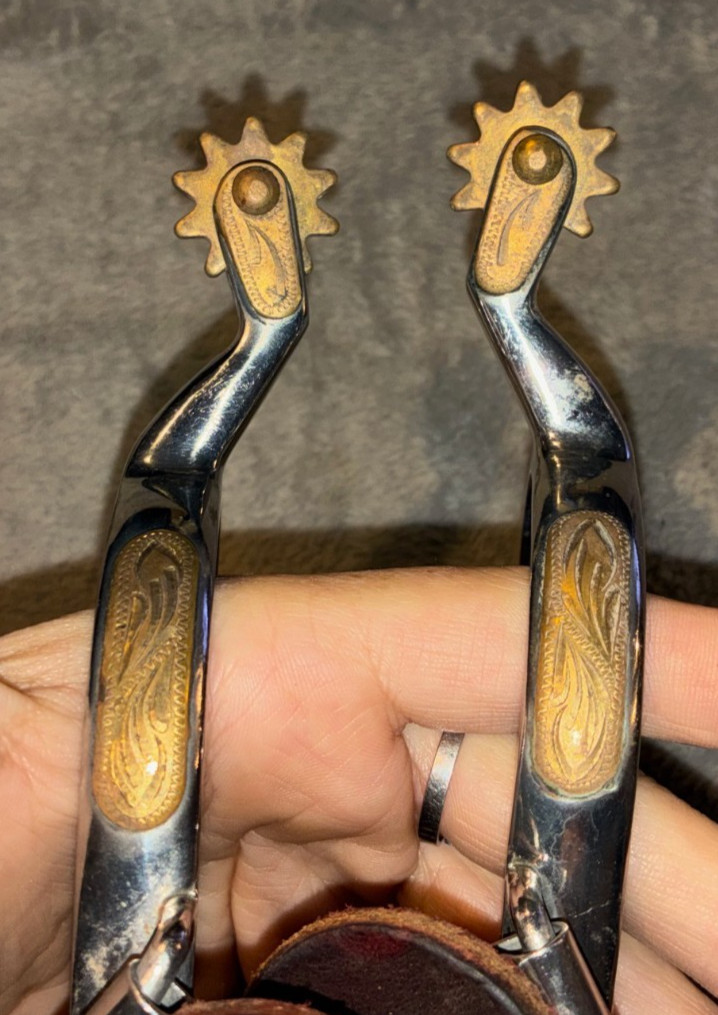 2 5/8'' BRASS MOUNTED WESTERN SPURS WITH ROWELS