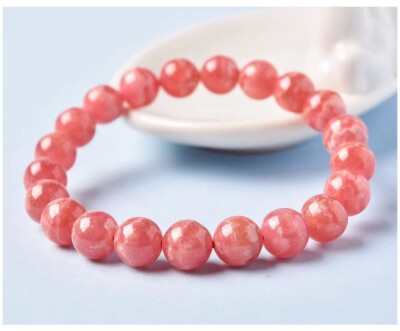 Natural Rare Red   Rhodochrosite   Gems Round Beads Bracelet