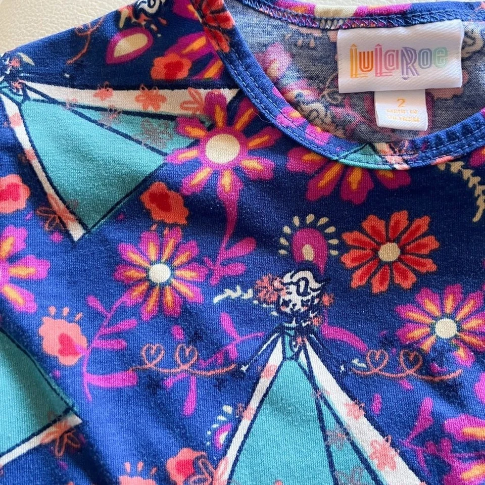 Disney Frozen Elsa Princesa Niñas Pequeñas 2T Gráfico Top Camiseta Floral Multi Foto 2 de 4