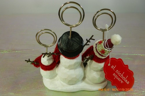 NUEVO CON ETIQUETAS Cuadrado San Nicolás Hombre de Nieves FIGURA Familia Foto Tarjetas de Navidad SOPORTE - Imagen 10 de 12