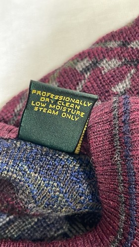 Club Room vintage 1990s all over print Italian yarn merino wool sweater Medium - Picture 8 of 16