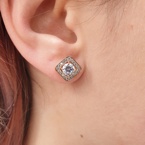 12 Wholesale Job Lot Bulk Earrings Gold Plated `Crystal Cubic Gift Bridal Girl - Picture 5 of 11