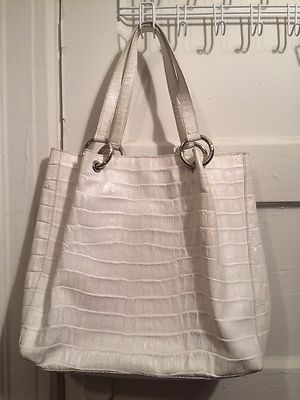 Tosca Blue white leather tote bag handbag Italy medium size