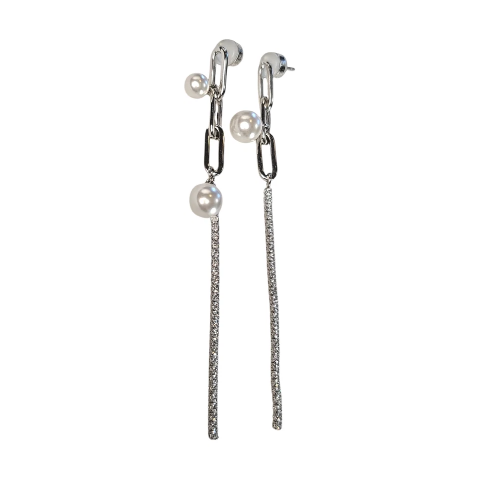 O.YANG Starlight Silver Earrings 18K Gold Plated Swarovski Crystal & Pearl - Image 4 of 4