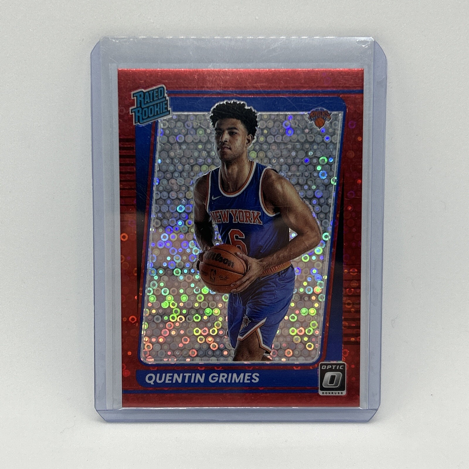 2021-22 Optic Quentin Grimes RC Fast Break Red Disco /85 Rated Rookie #166 SP