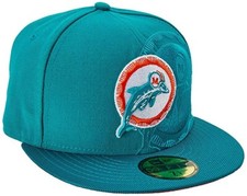 Auténtica gorra ajustada 59Fifty New Era NFL Miami Dolphins línea lateral retro nueva con etiquetas