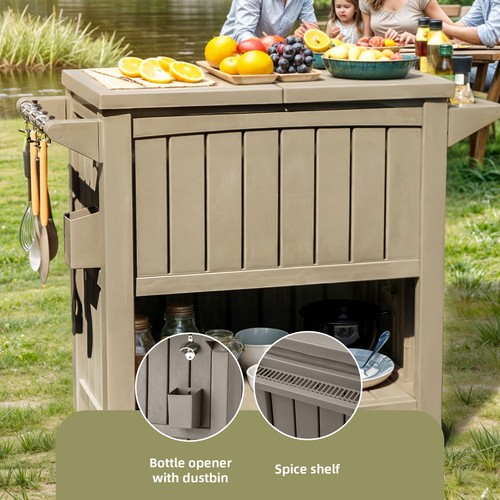 85 Quart Cooler Cart Drink Ice Chest Rack Beer Bottle Can Opener Swivel Lock Lid - Picture 4 of 11