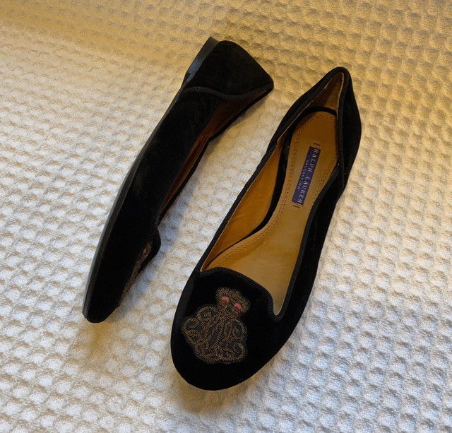 RALPH LAUREN COLLECTION Purple Label Velvet Ballet Flats Smoking Slippers 8.5 | eBay