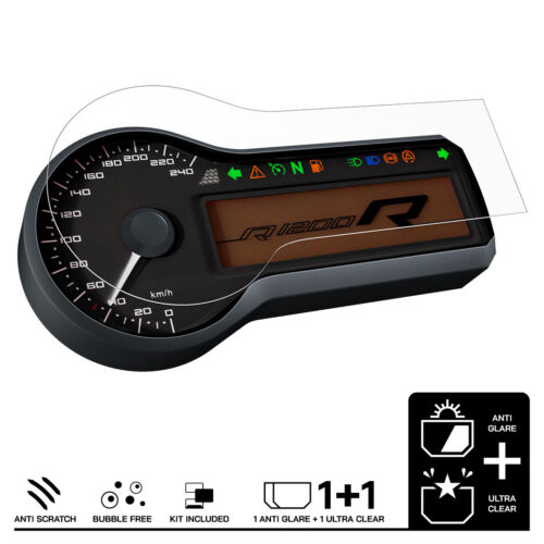 BMW R1200R/RS 2015+ Tacho Displayschutzfolie 1 x Entspiegelt & 1 x Ultra-Klar - Afbeelding 1 van 7
