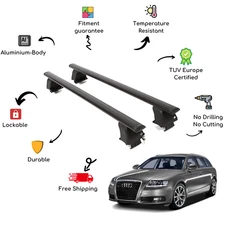 Bare Roof Rack Cross Bars Set for AUDI A6 4G/C7 4 Door 11-18 Black