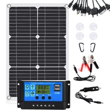 30W Solar Panel 12V/24V Battery Charge RV Marine Rooftop Home Off-Grid Charger