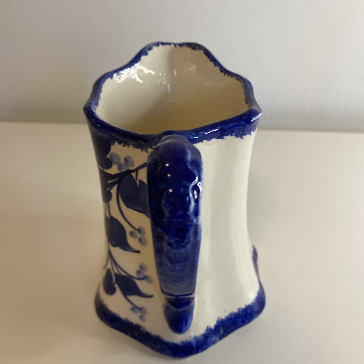 Cash Family Pottery Hand Painted Pitcher Blue Flowers Erwin TN | eBay