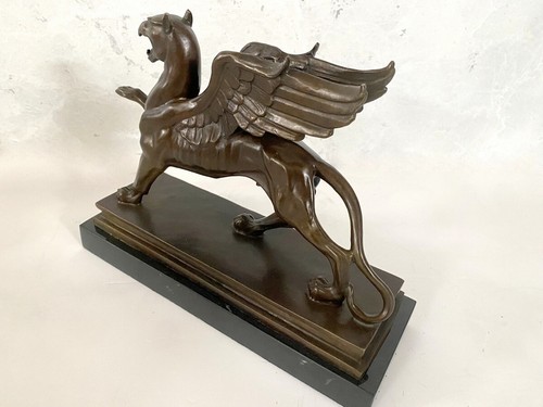 Handgefertigt Bronze Greif von Branitz -Fabelwesen Bronze Figur auf Marmorplatte - Bild 7 von 12