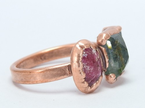 Mix Gemstones Electra Plated Copper Ring Faceted Polished Loose Stone For Gift - Picture 3 of 8