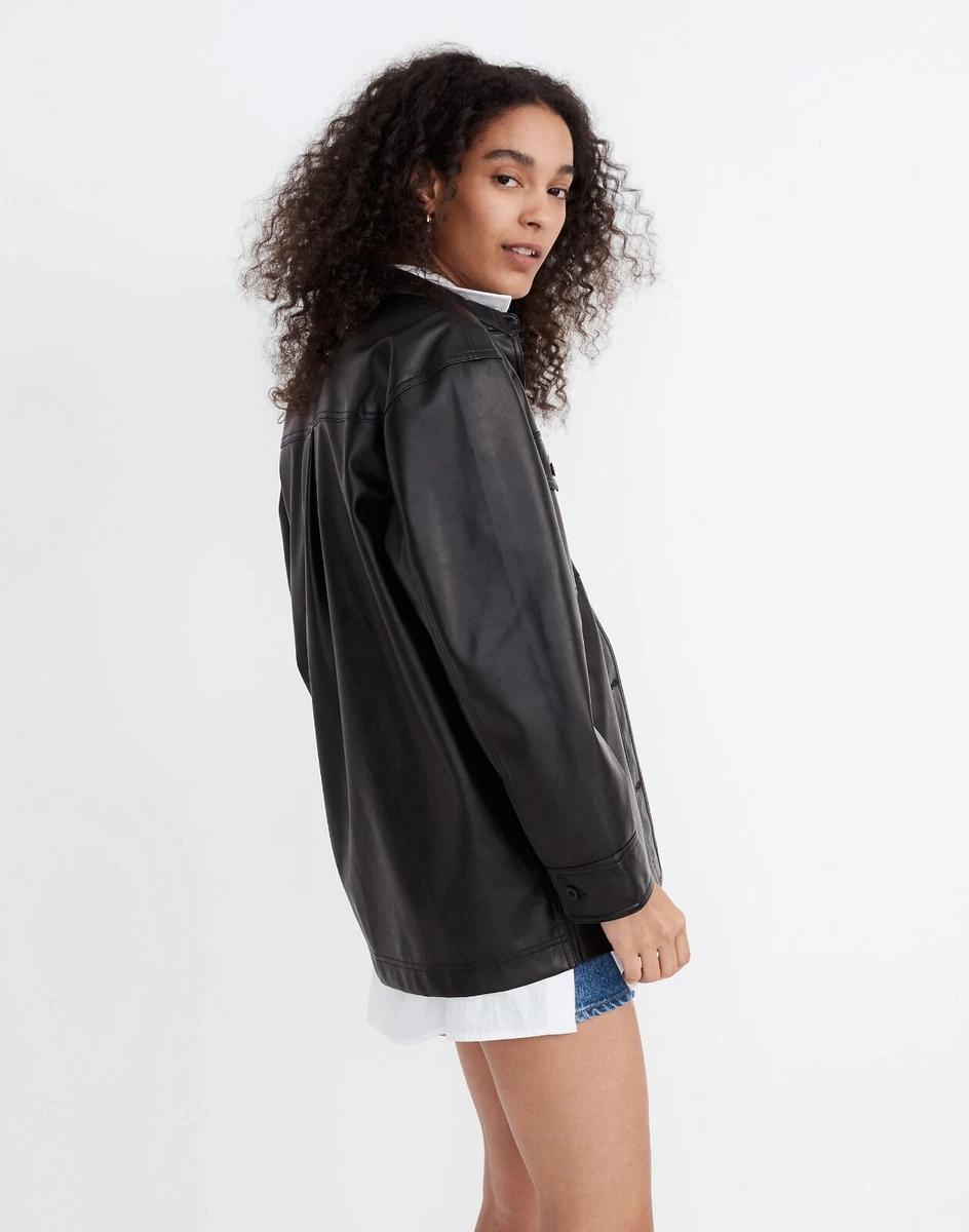 Madewell Faux Leather Oversized Shirt Jacket Shacket XS | eBay