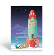Christmas Cards - Santa's Rocket - 12 Cute Holiday Boxed Cards & Envelopes-18036
