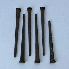 Vintage Antique 5.5" Square Nails Lot of 6 Primitive