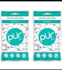 PUR Xylitol Chewing Gum WINTERGREEN 55 Pieces, 2 Pack Sugarless Vegan Pure