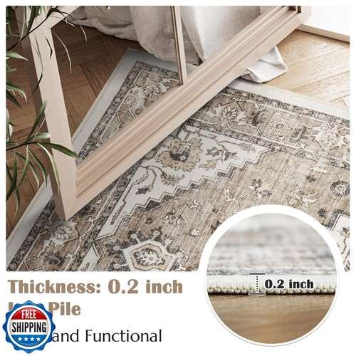 Jinchan Boho Runner - 2x8 Tribal Low Pile Kitchen Runner - Washable, Stain Re - Picture 2 of 5