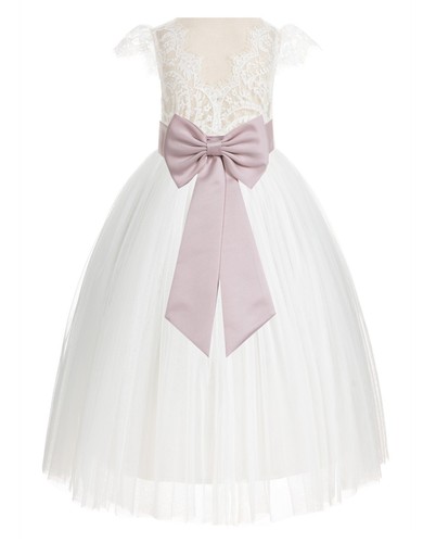 Vestido Marfil Flor Niña Encaje Vestidos Comunión Vestido Boda Desfile Vestidos - Imagen 1 de 85