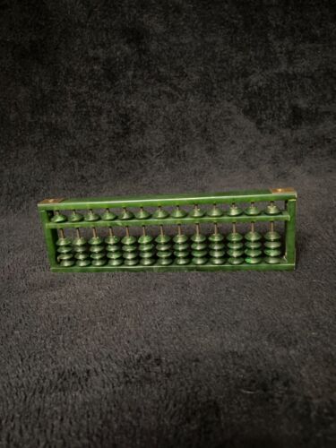 Old Chinese Handmade Exquisite Rare Green Jade Jadeite Abacus