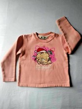 Girl 5 6 Small Peach Crew Sweatshirt Cartoon Logo Christmas Hat