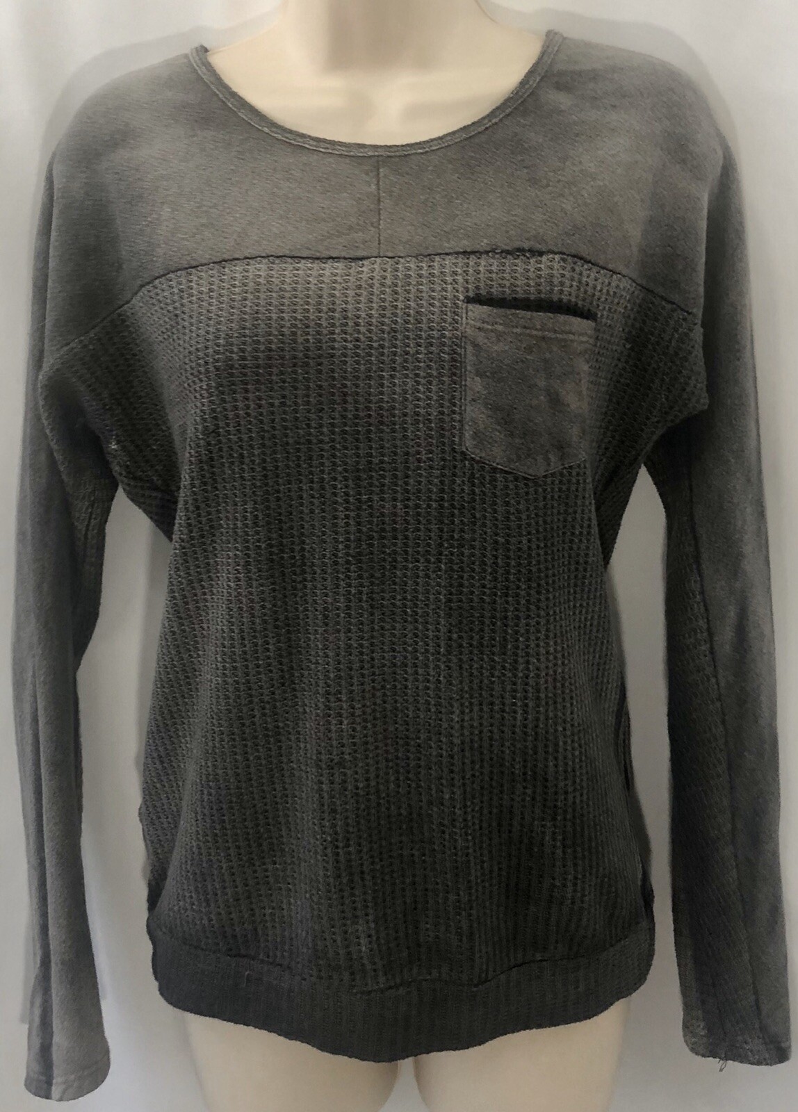 T * Party Women’s Waffle Knit Sweater Top S Dark Gray w/Pocket Long