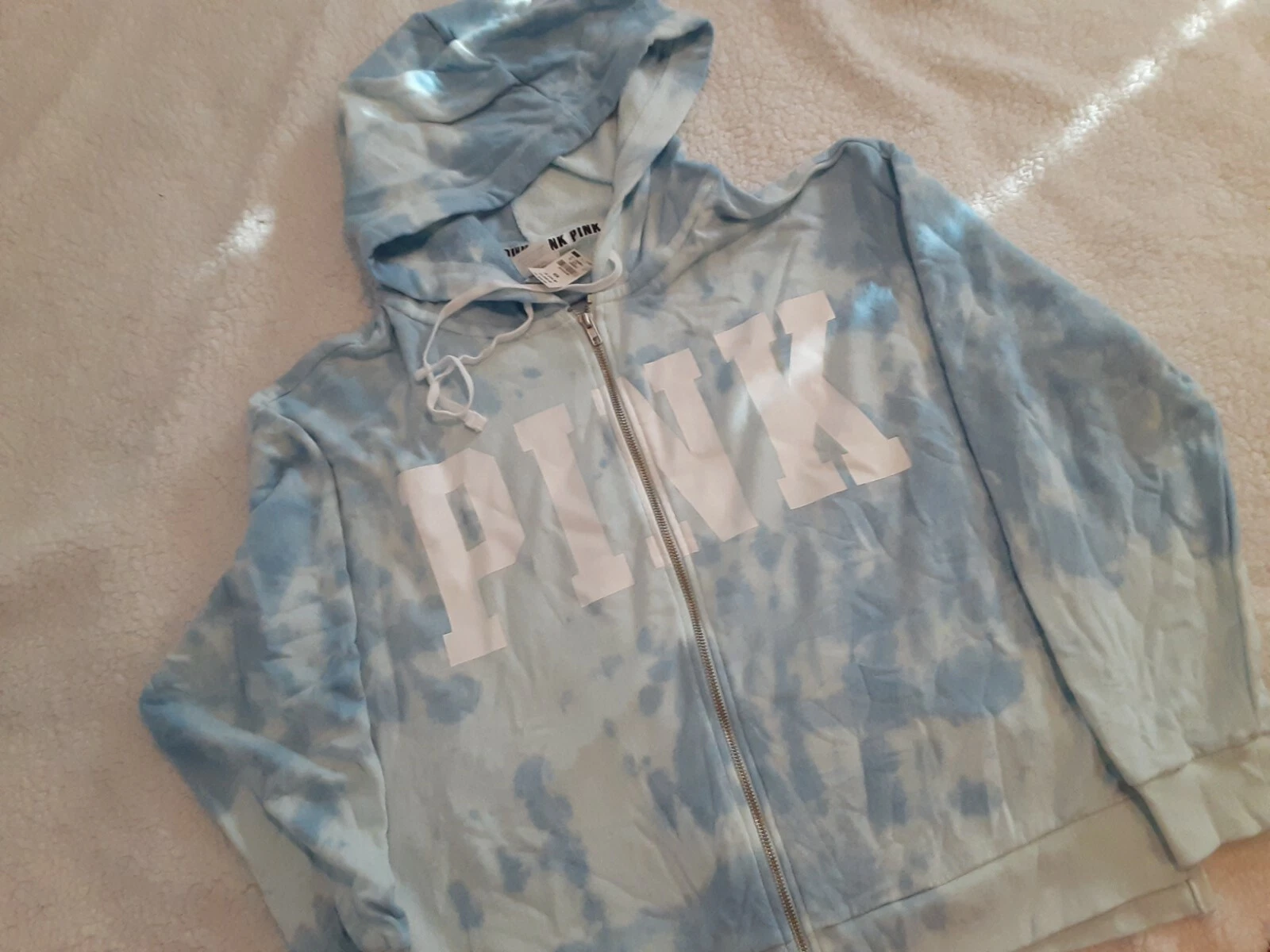 UNDERCOVER Felpa con cappuccio e zip intera Victoria Secret rosa tye dye blu 2018 HTF M ULTIMA 1