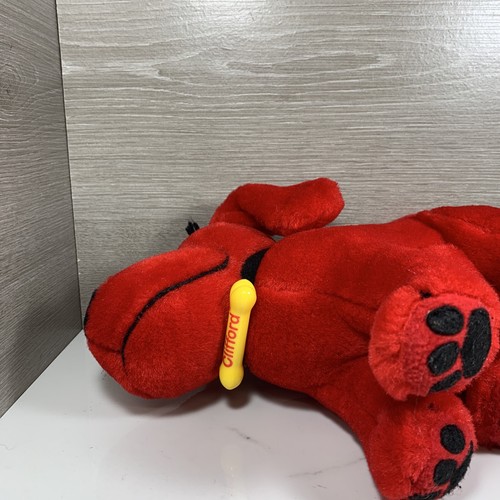 CLIFFORD THE BIG RED DOG Vintage Plush Stuffed Animal Yellow Bone Collar 11" Toy - 第 8/9 張圖片