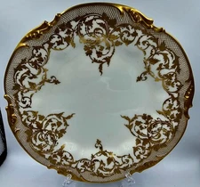 Limoges Gold Gild Plate Rare Antique Stamped J.P.L. Pouyat France Pat 1906 9.5"D
