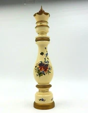 VINTAGE 12" TALL ORNATE MID CENTURY HAND PAINTED FLORAL PATTERN PEPPER GRINDER
