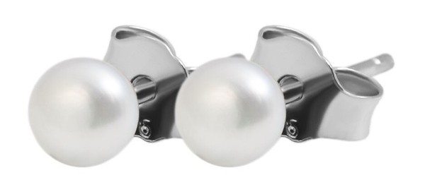 925 Echt Silber Ohrstecker Mit SüßWasserperle, 925/Rhodiniert, Akzent D=8Mm-image