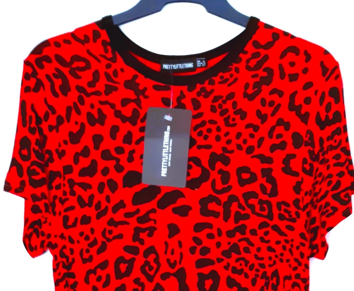 Leopard print oversized t shirt dress top